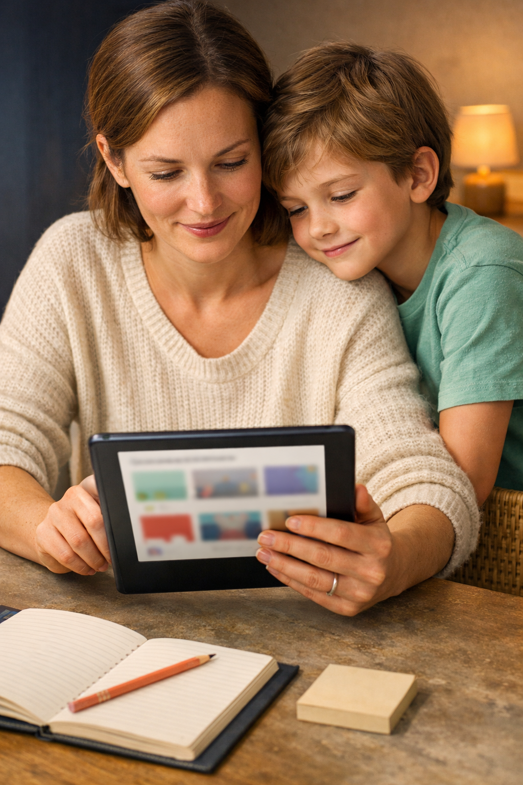 Tablet uzerinden cocuk icerigi secen ebeveyn